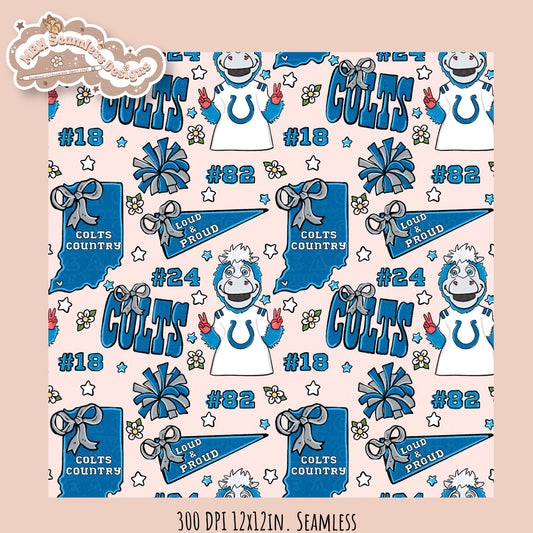 Colts x Daisies Football Seamless Pattern // Assorted Colorways