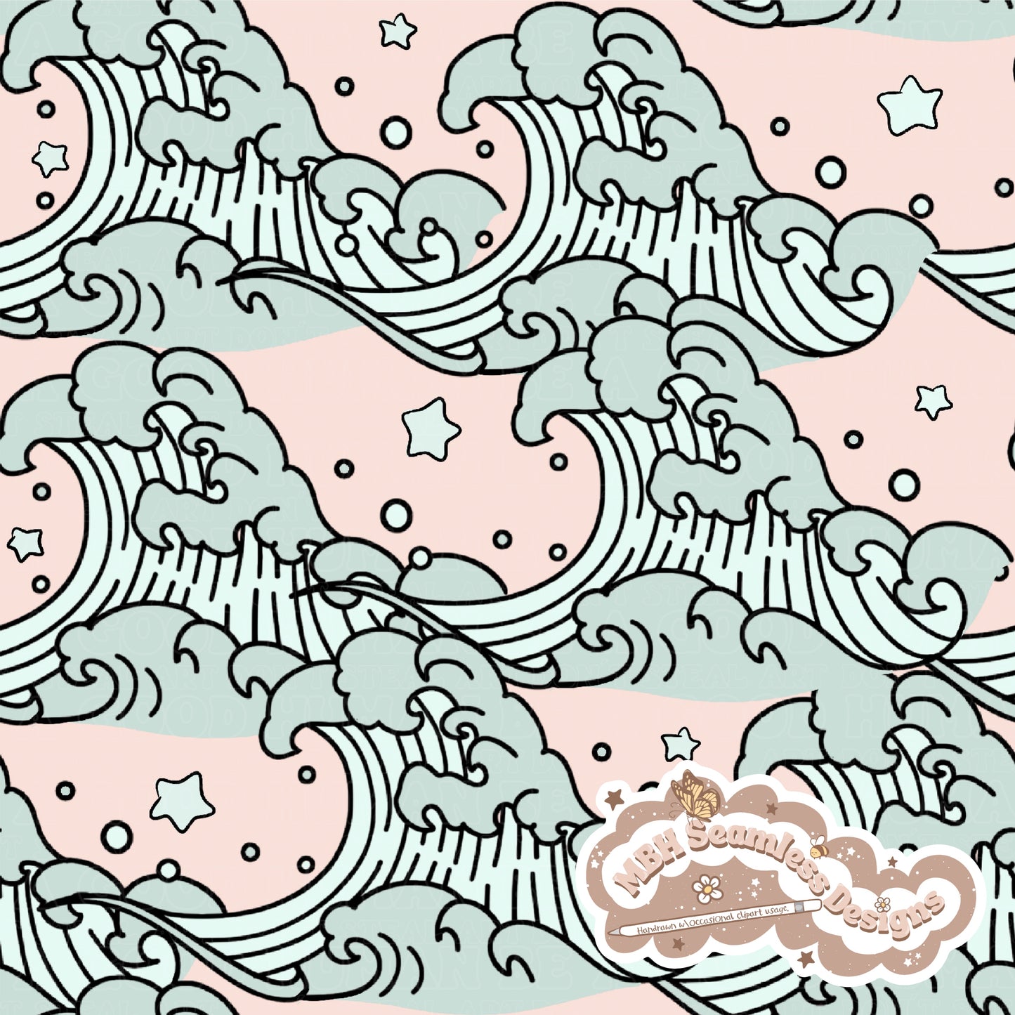 Starry Waves Seamless Pattern MULTIPLE COLORWAYS