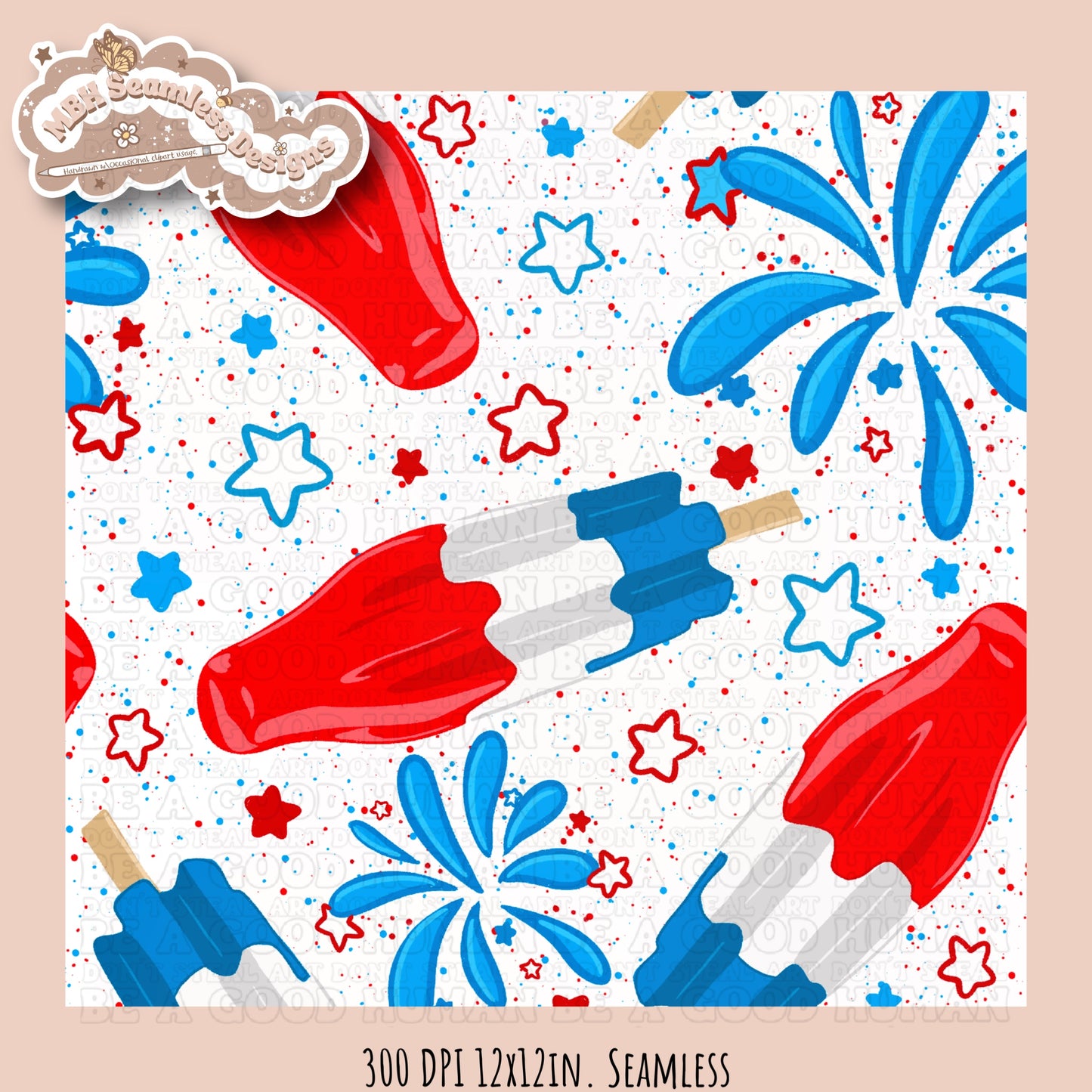 Starry Bomb Pops Seamless Pattern MULTIPLE COLORWAY OPTIONS