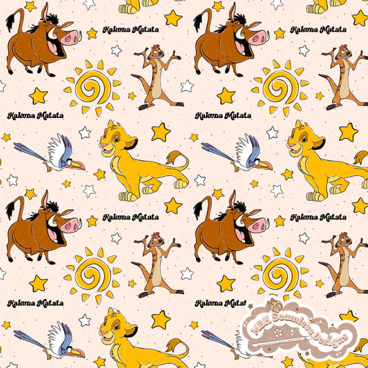 Hakuna Matata Seamless Pattern & PNG MULTIPLE COLORWAYS