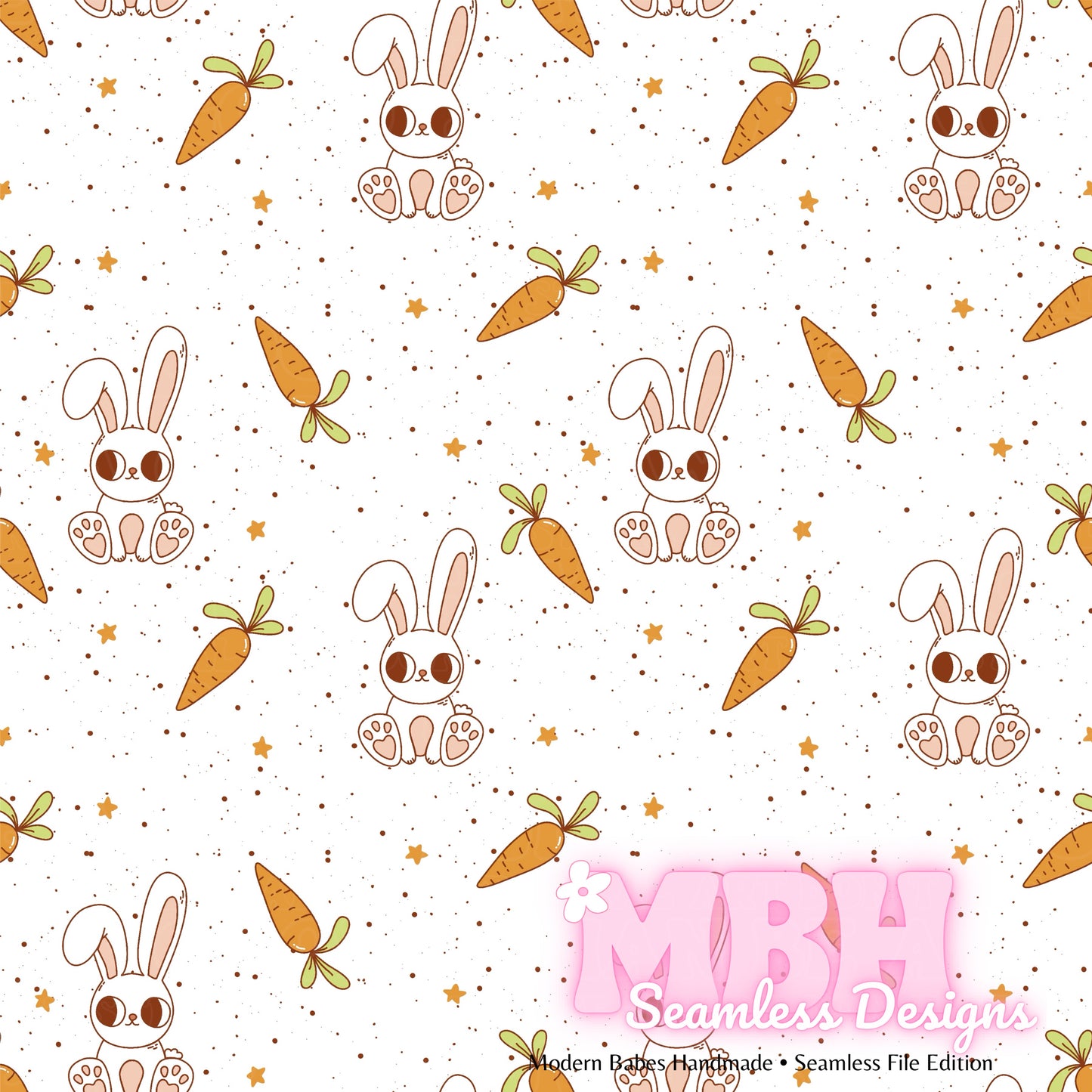 Cute Starry Bunny Carrots SPEX Seamless Pattern Multiple Colorways