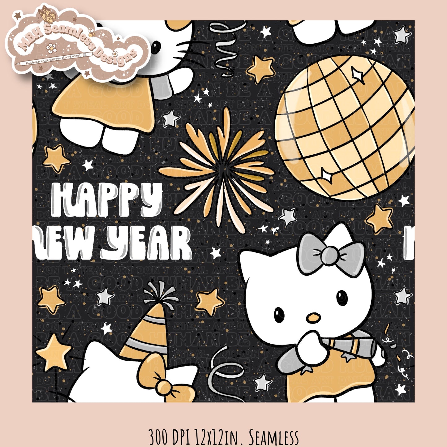 HK New Years Seamless Pattern MULTIPLE COLORWAYS