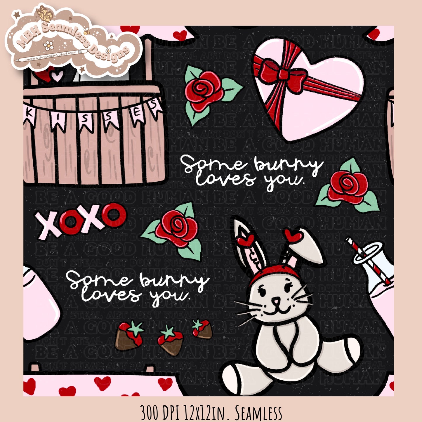 Bunny Love Seamless Pattern MULTIPLE COLORWAYS