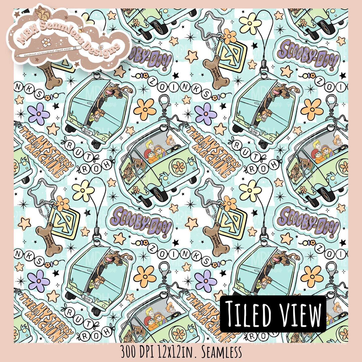 Scooby Charms Seamless Pattern MULTIPLE COLORWAYS // PNG