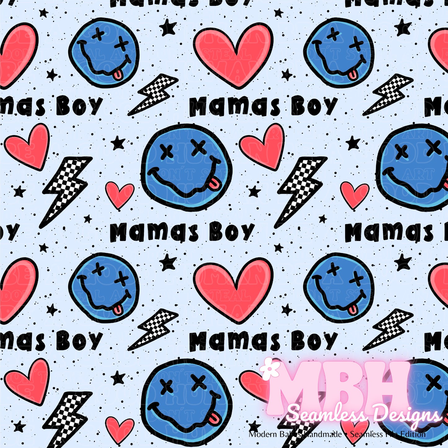 Mamas Boys Seamless Pattern MULTIPLE COLORWAYS