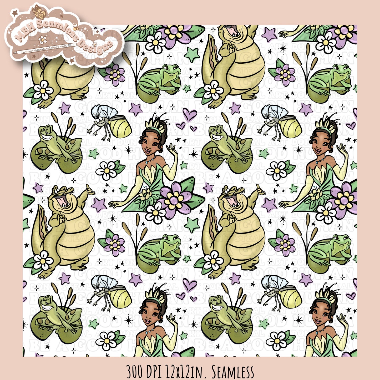 Tiana & Friends Seamless Pattern & PNG