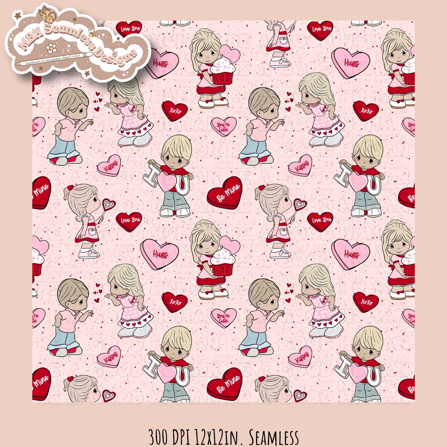 Precious Moments x Valentine’s Day Seamless Pattern Multiple Colorways