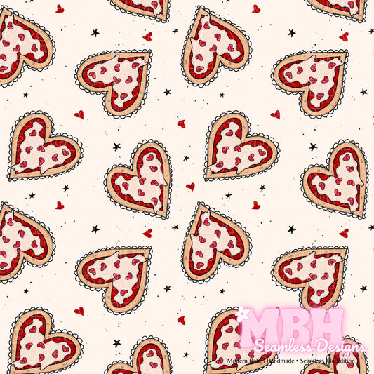 Pizza Hearts Assorted Colorways Seamless Pattern