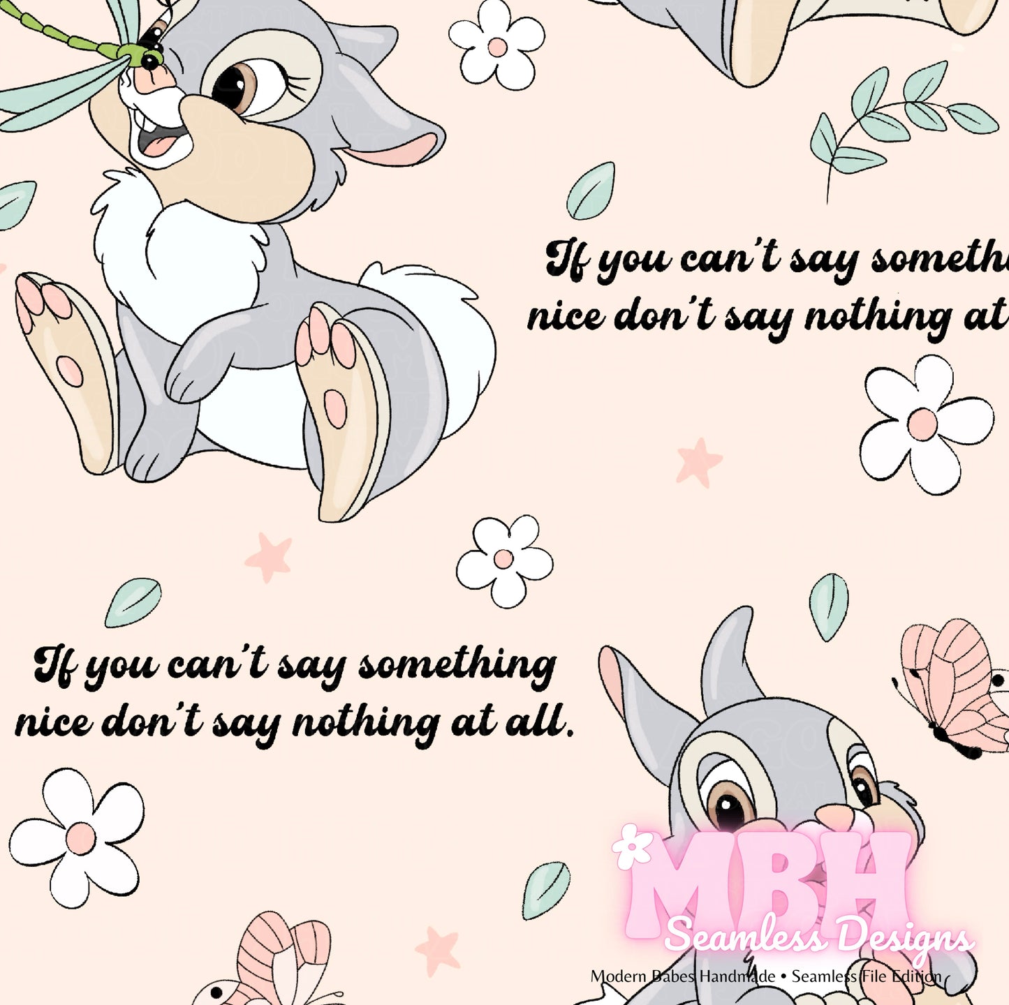 Thumper Quote Seamless Pattern Assorted Colorways