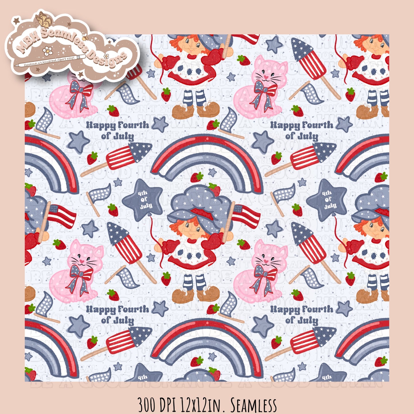 Strawberry Shortcake FOJ Rainbows Seamless Pattern •Multiple Colorways