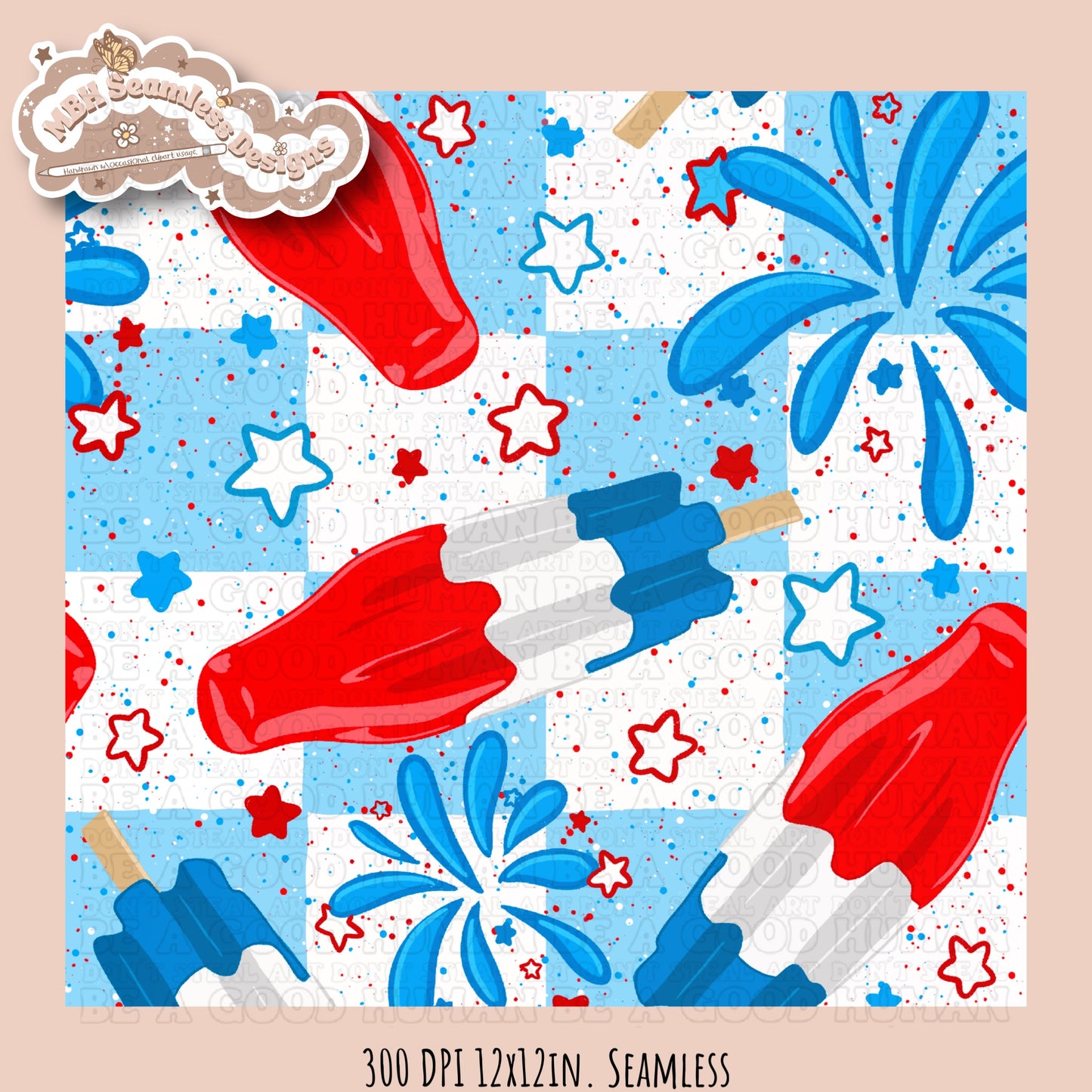 Starry Bomb Pops Seamless Pattern MULTIPLE COLORWAY OPTIONS