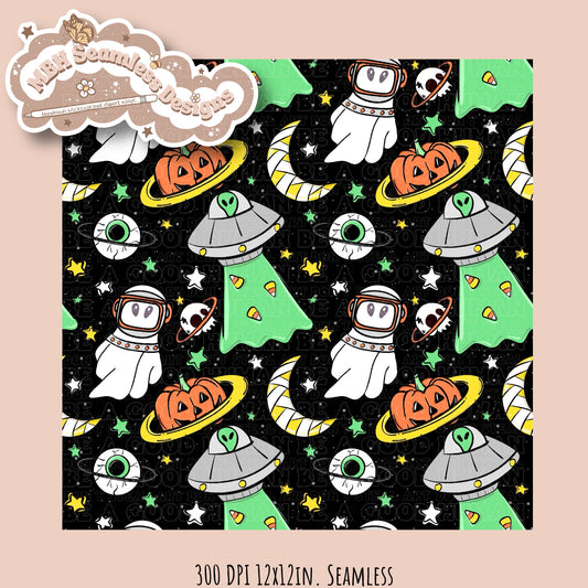 Spooky Space Seamless & PNG MULTIPLE COLORWAYS