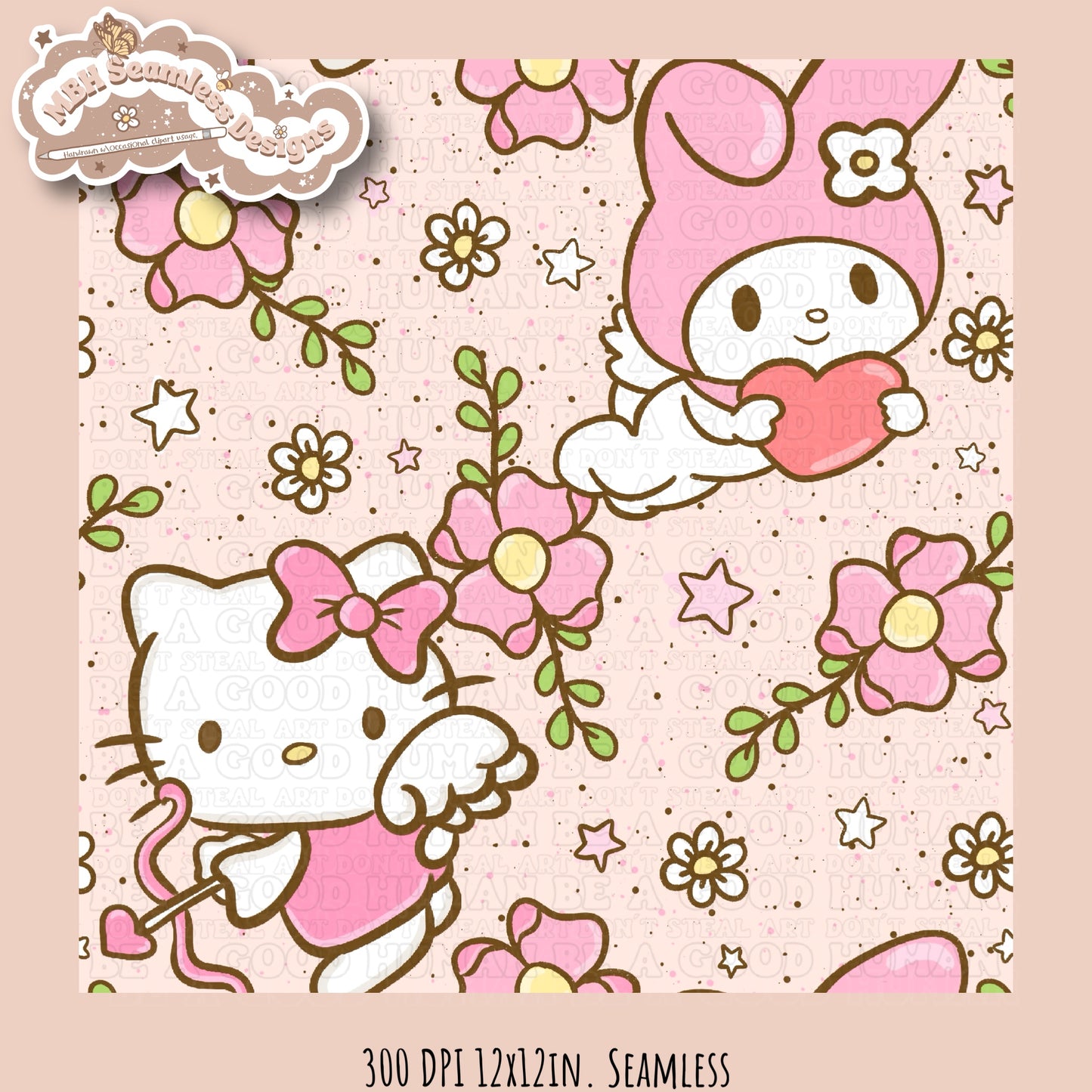 HK & Melody Floral Love Seamless Pattern MULTIPLE COLORWAYS