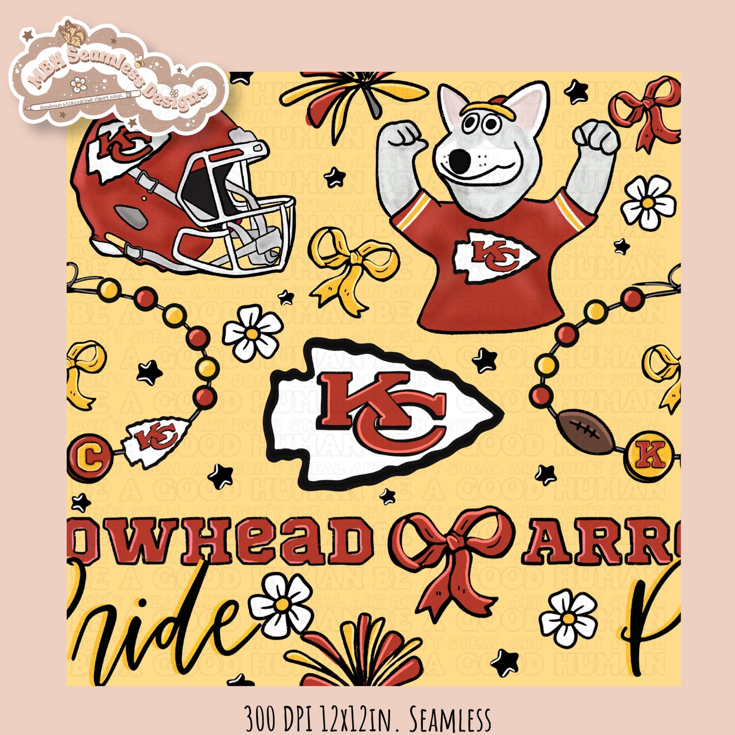 Chiefs x Daisies Football Seamless Pattern // Assorted Colorways