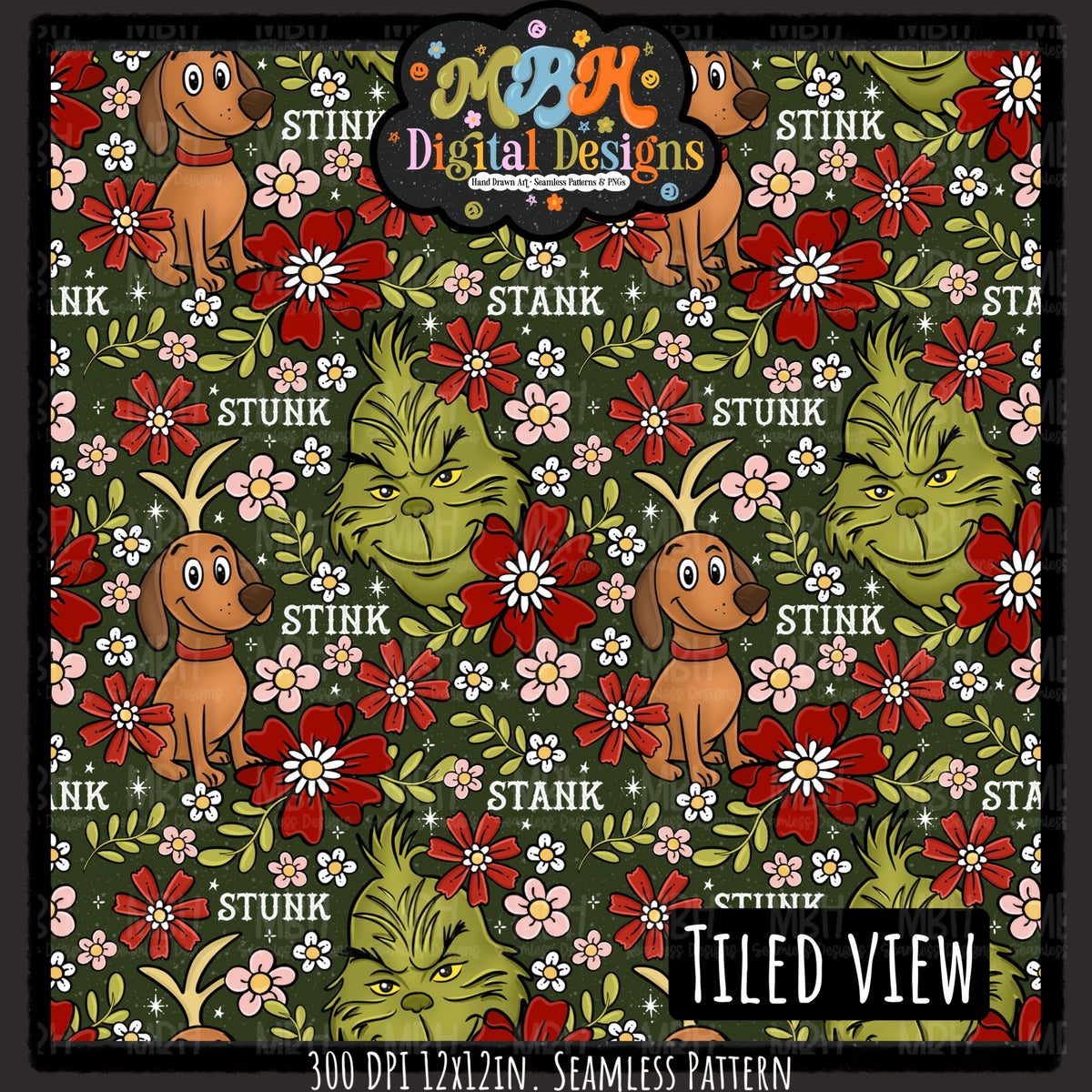 Stink Stank Stunk x Tattoo Floral Seamless Pattern // MULTIPLE COLORWAYS