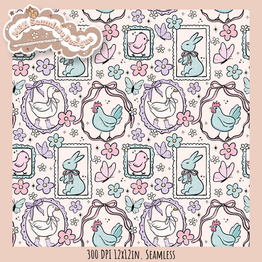 Whimsy Homestead Animals Seamless Pattern // Multiple Colorways
