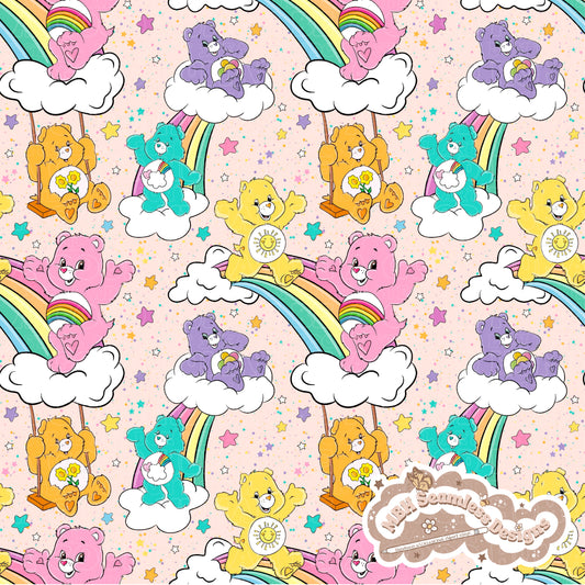 Rainbow Care Bears Seamless Pattern MULTIPLE COLORWAYS