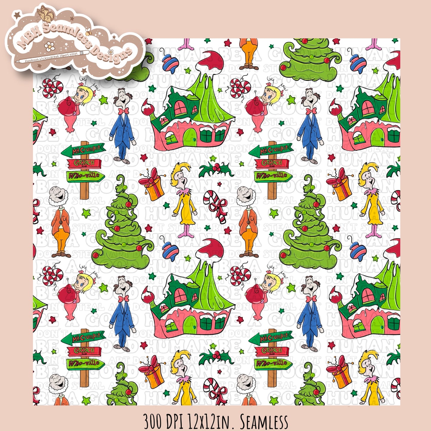 Who-ville Seamless Pattern & PNG MULTIPLE COLORWAYS