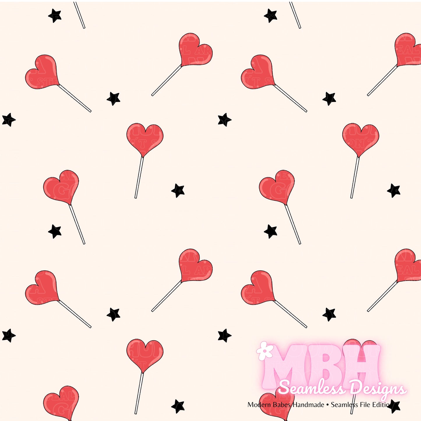 Heart Suckers 2 Colorways Seamless Pattern & PNG