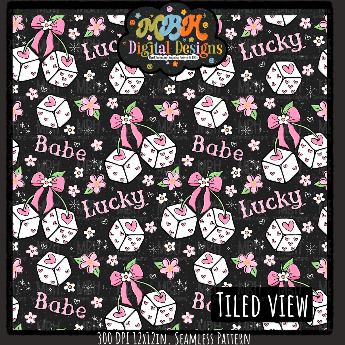 Hextober Day 4 • 3D Lucky Babe Seamless Pattern // PNG // MULTIPLE COLORWAYS (Hextober files are not available in drives.)