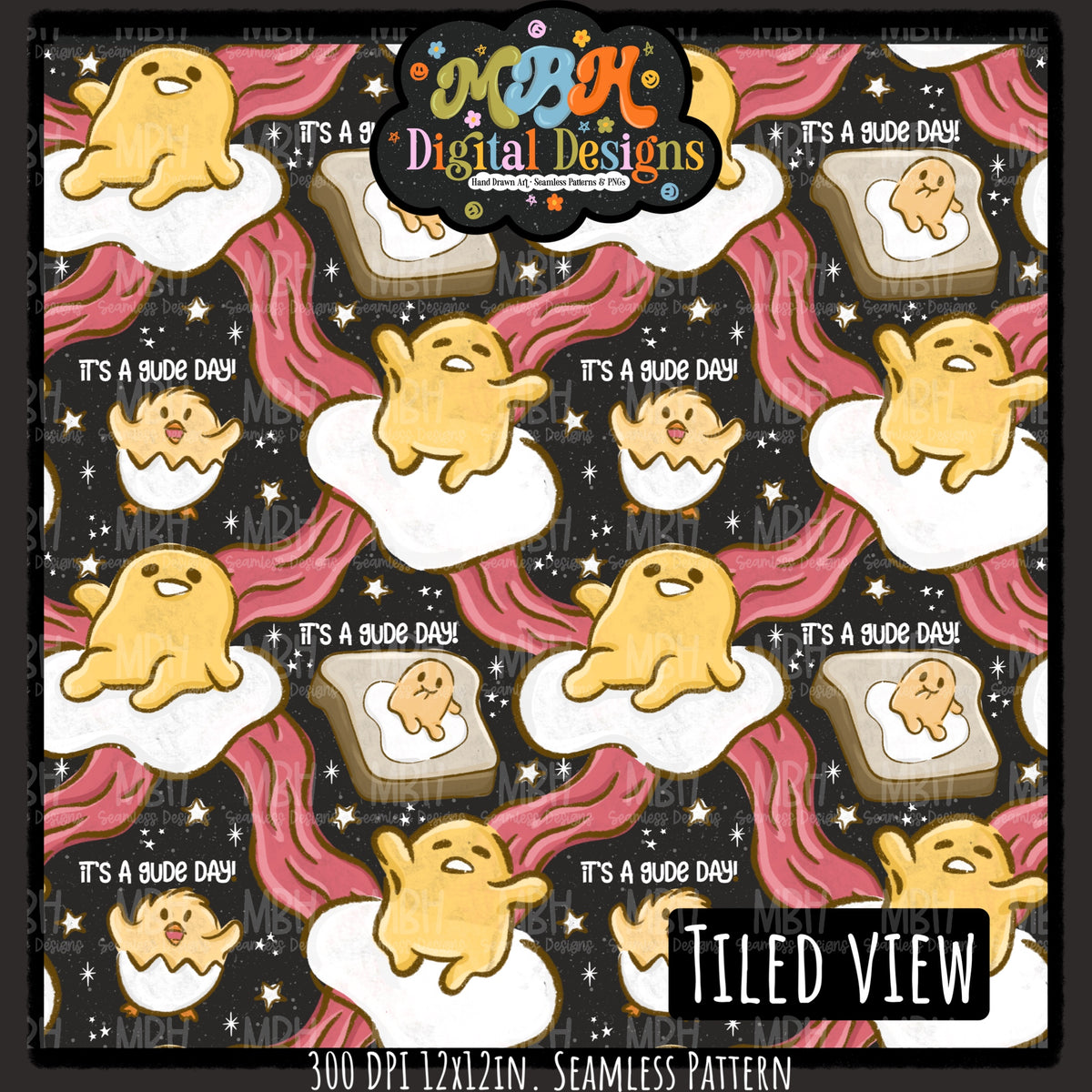 Gude Day Seamless Pattern // PNG // Assorted Colorways