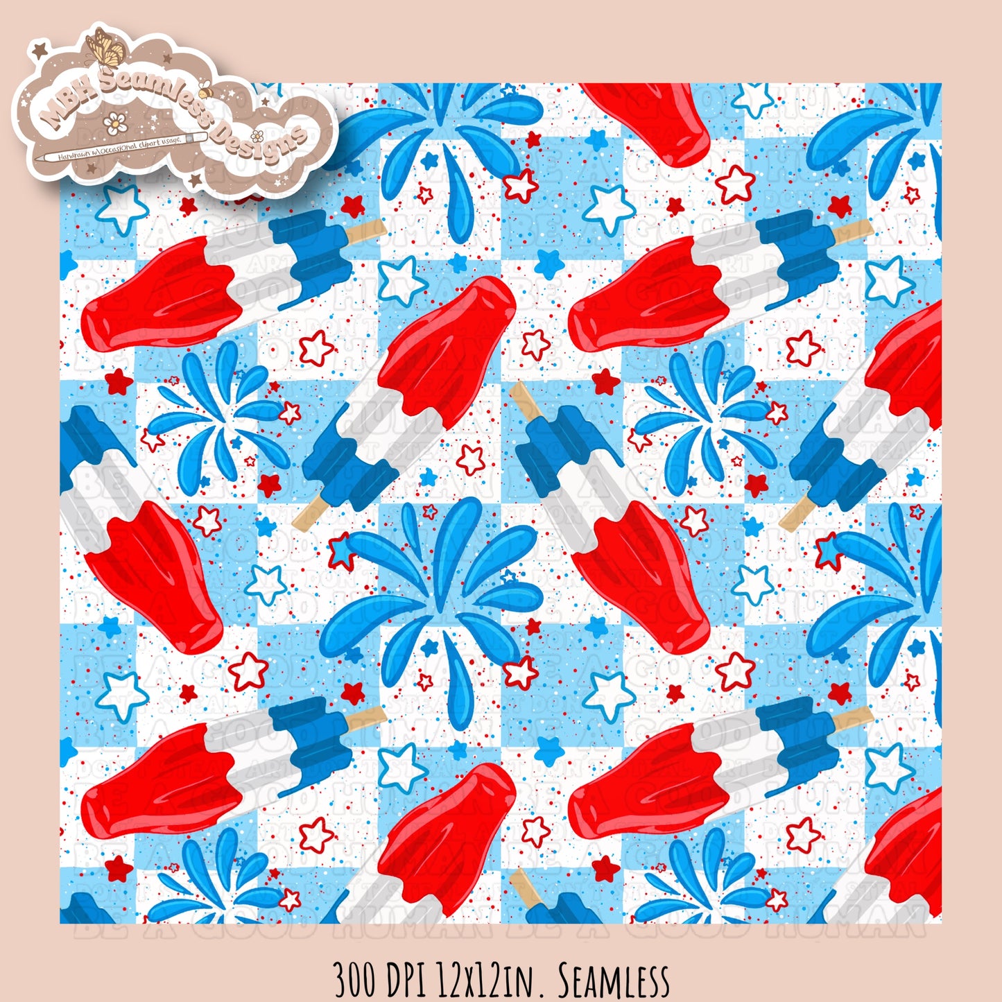 Starry Bomb Pops Seamless Pattern MULTIPLE COLORWAY OPTIONS