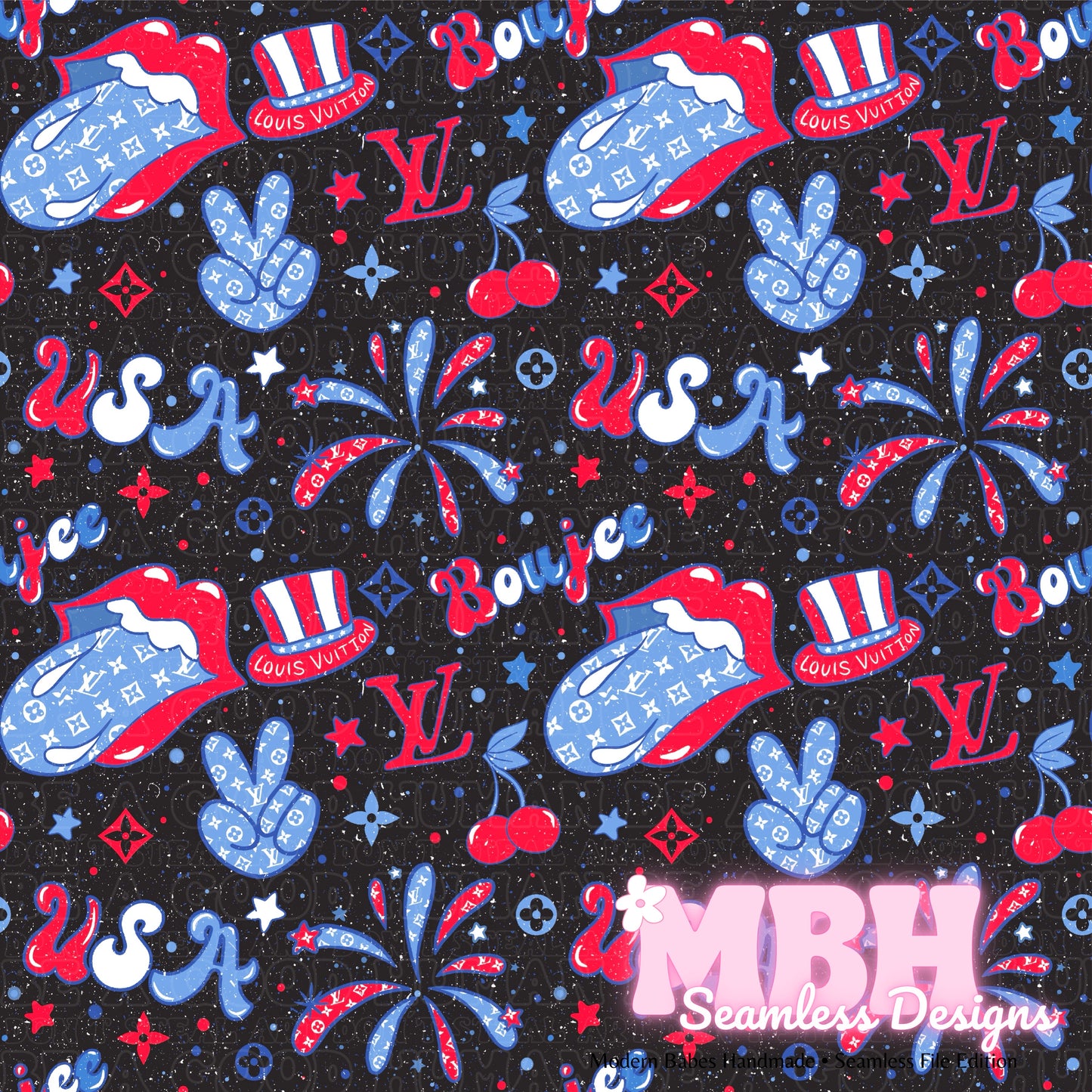 Boujee Patriotic USA Seamless Pattern MULTIPLE COLORWAYS