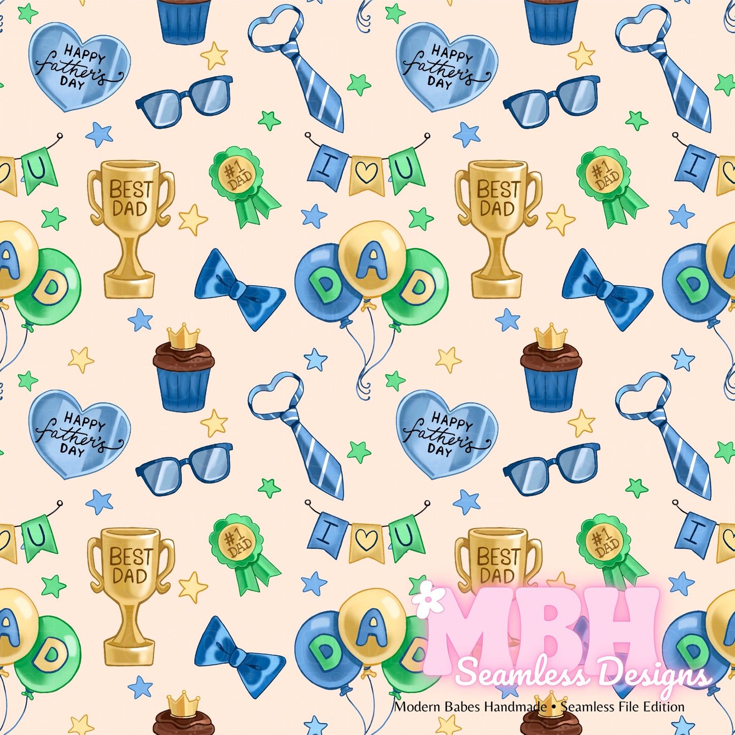 Father’s Day Seamless Pattern MULTIPLE COLORWAYS