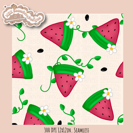 Watermelon Daisies Seamless Pattern • Multiple Colorways