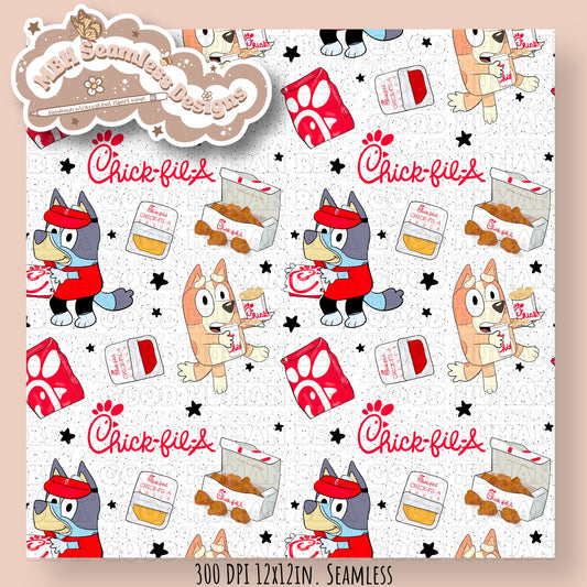 WHITE Heeler Chic Fil A Seamless Pattern