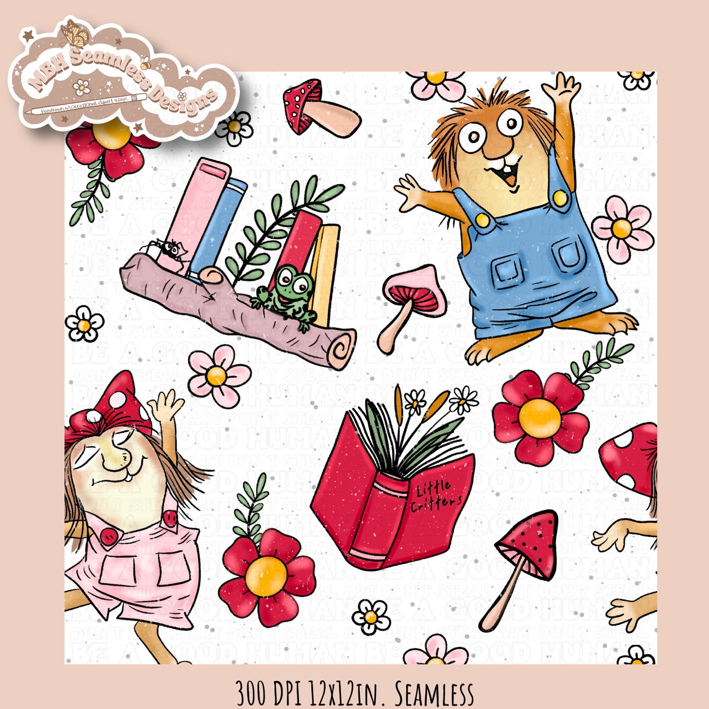 Little Critters Seamless Pattern // PNG // Multiple Colorways