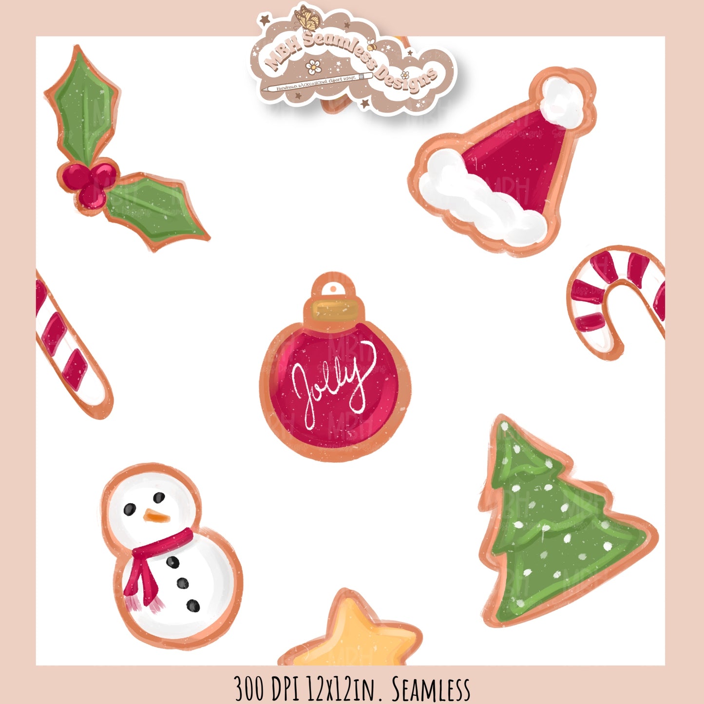 Christmas Cookies Seamless Pattern // Assorted Colorway Options