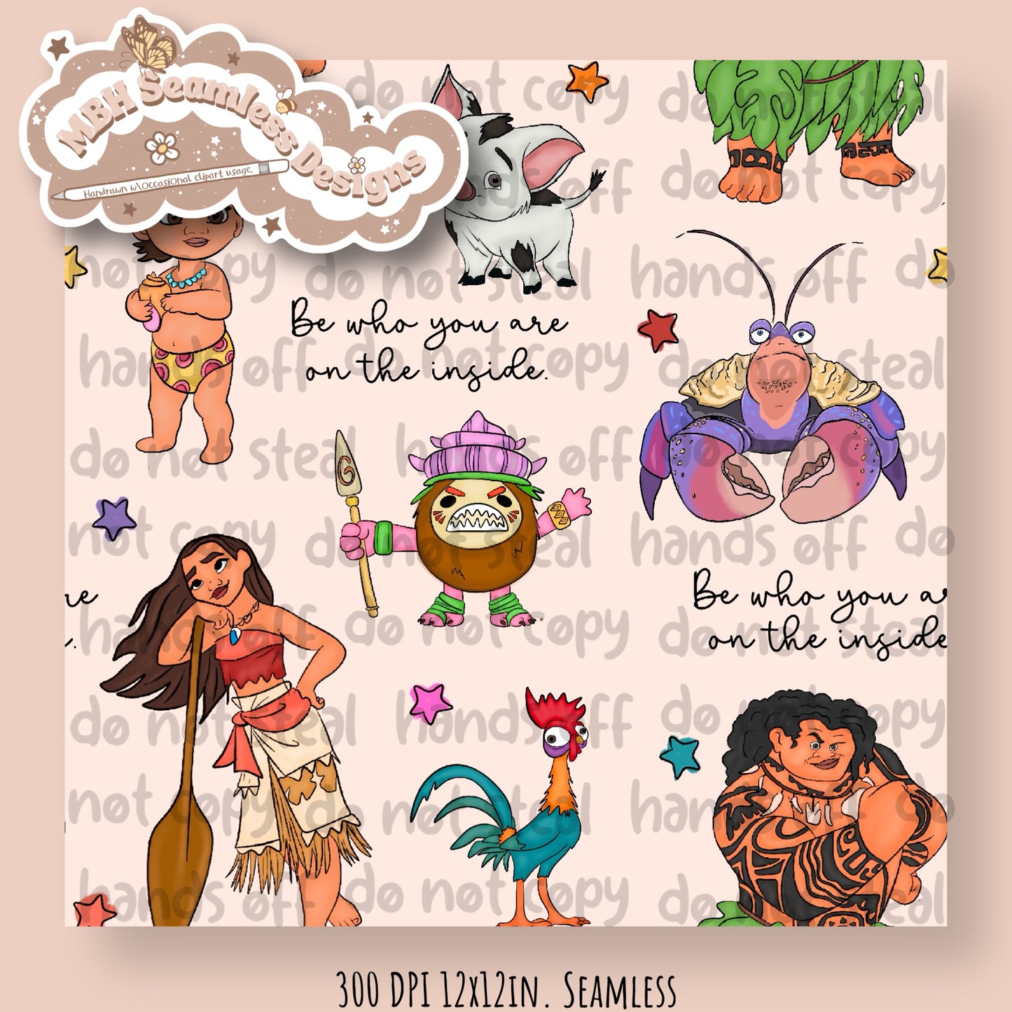 Starry Moana Quote Seamless Pattern MULTIPLE COLORWAYS