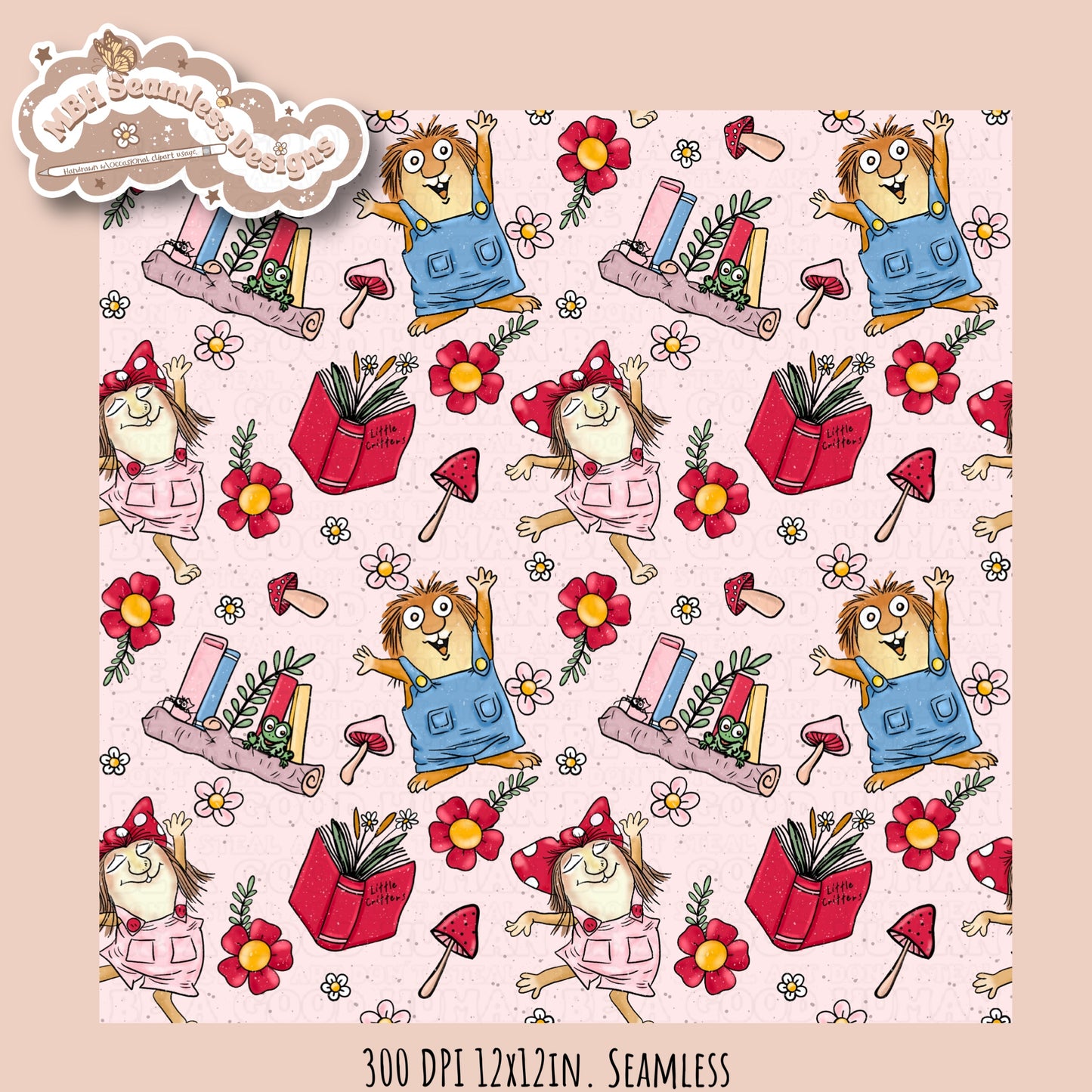 Little Critters Seamless Pattern // PNG // Multiple Colorways