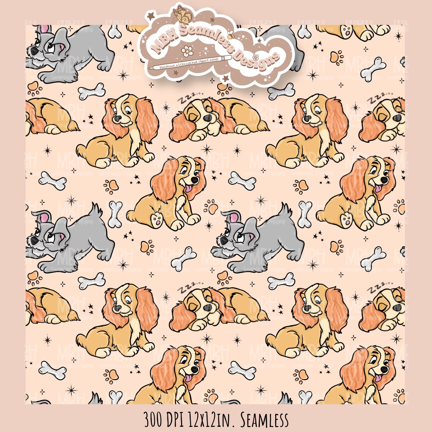 L&T Puppies Seamless Pattern // PNG // Multiple Colorway Options