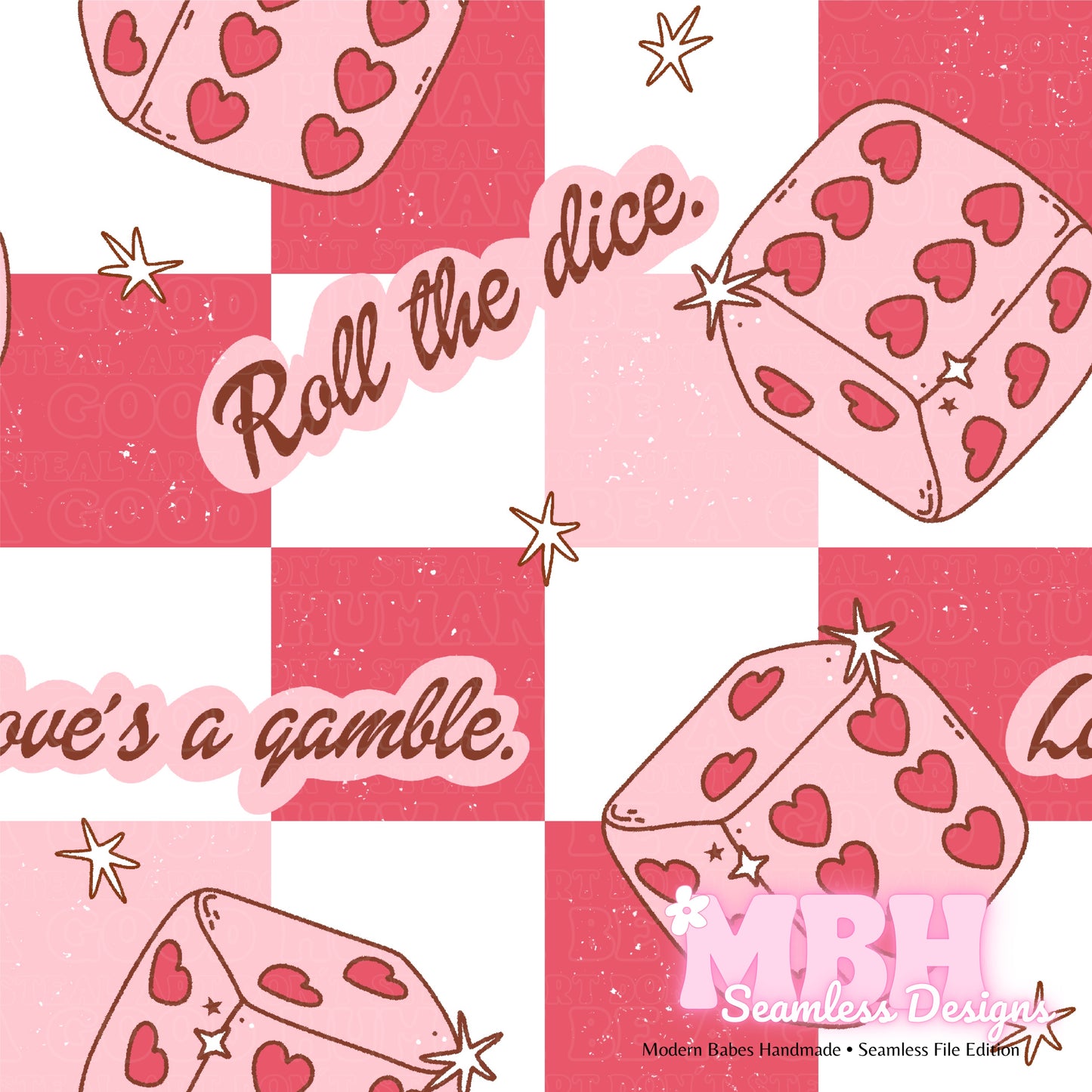 Checkered Love Dice Seamless Patterns