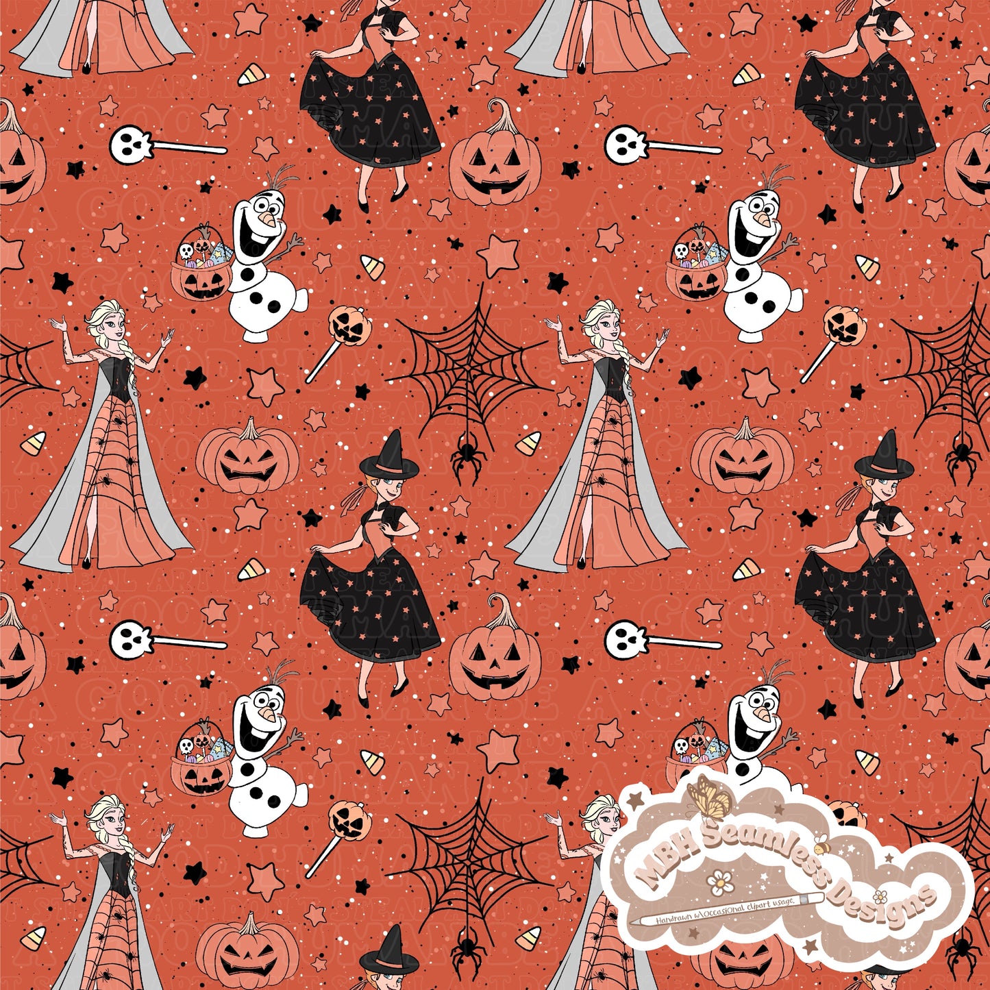 Frozen Halloween Seamless Pattern & PNG MULTIPLE COLORWAYS