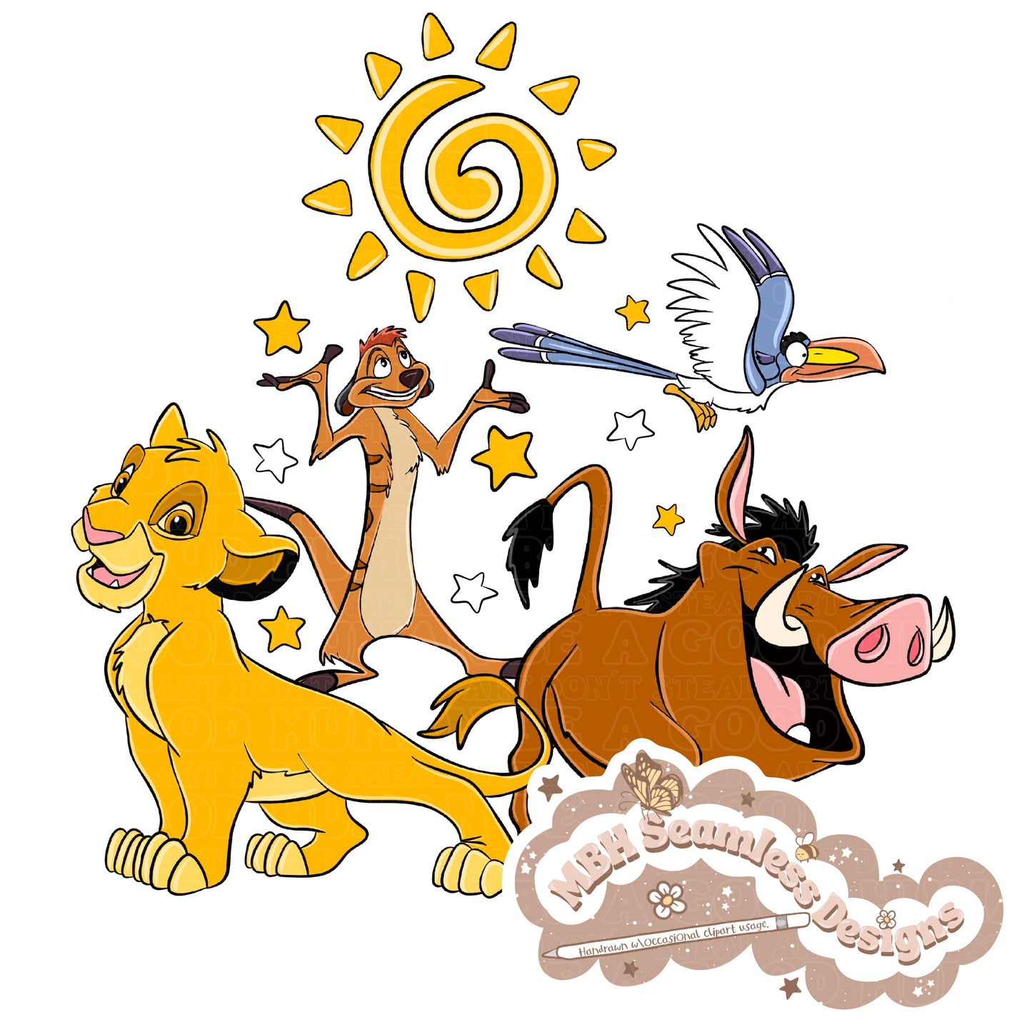 Hakuna Matata Seamless Pattern & PNG MULTIPLE COLORWAYS