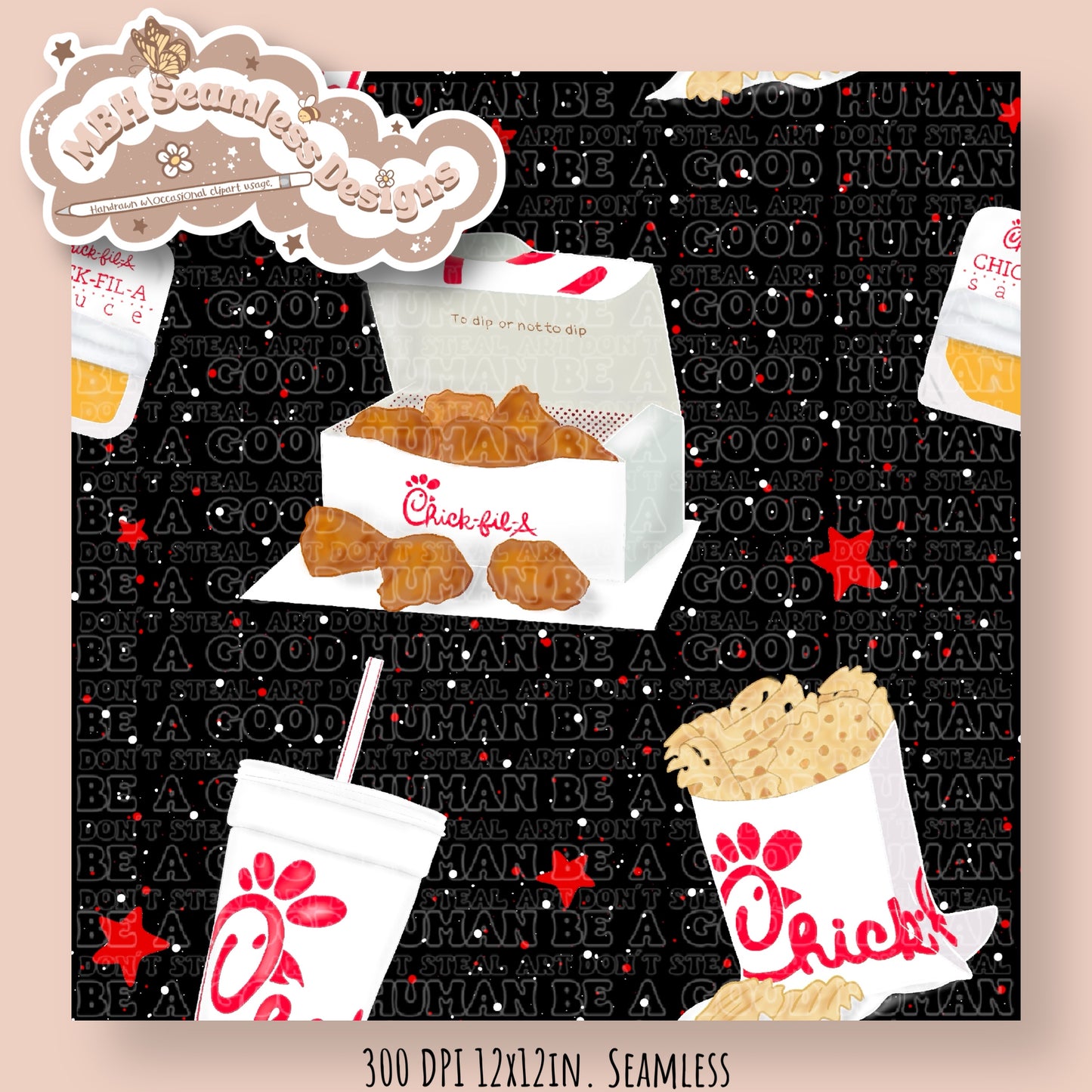 Starry Chic Fil A Seamless Pattern