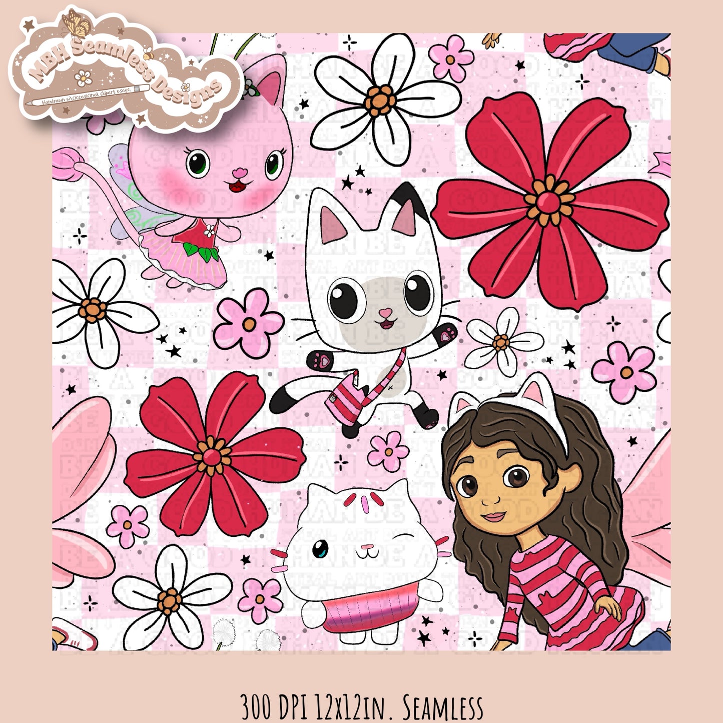 Gabby Valentine Floral Seamless Pattern  MULTIPLE COLORWAY/BACKGROUND OPTIONS