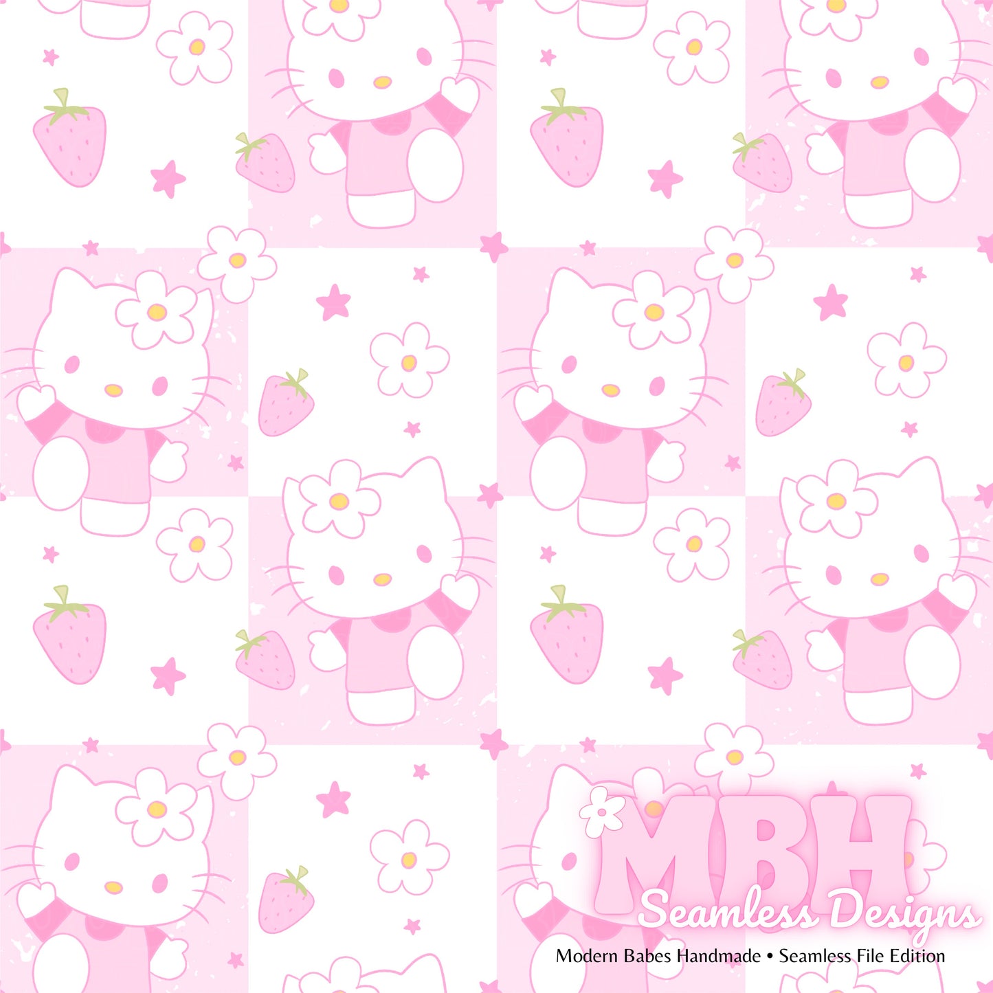 Pink Hello Kitty CHEX Seamless Pattern MULTIPLE COLORWAYS