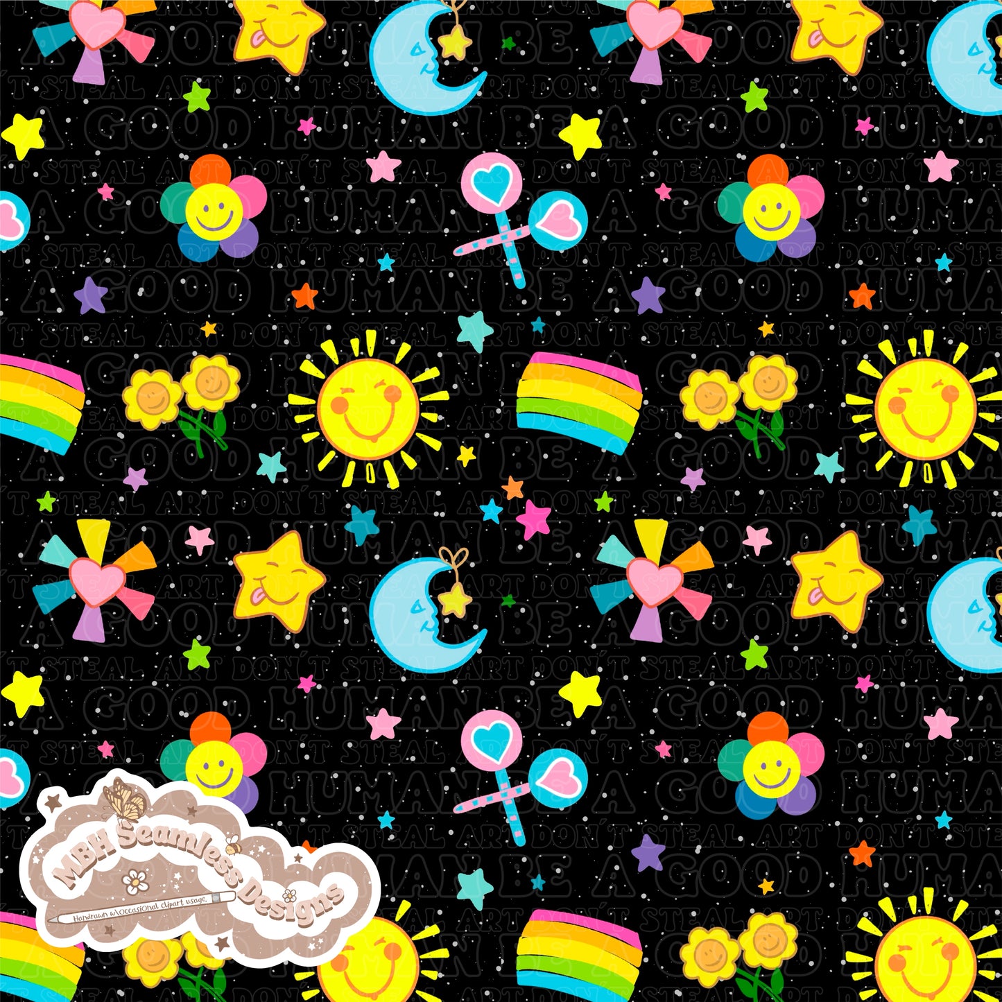 Care Bear Charms Seamless Pattern MULTIPLE COLORWAYS