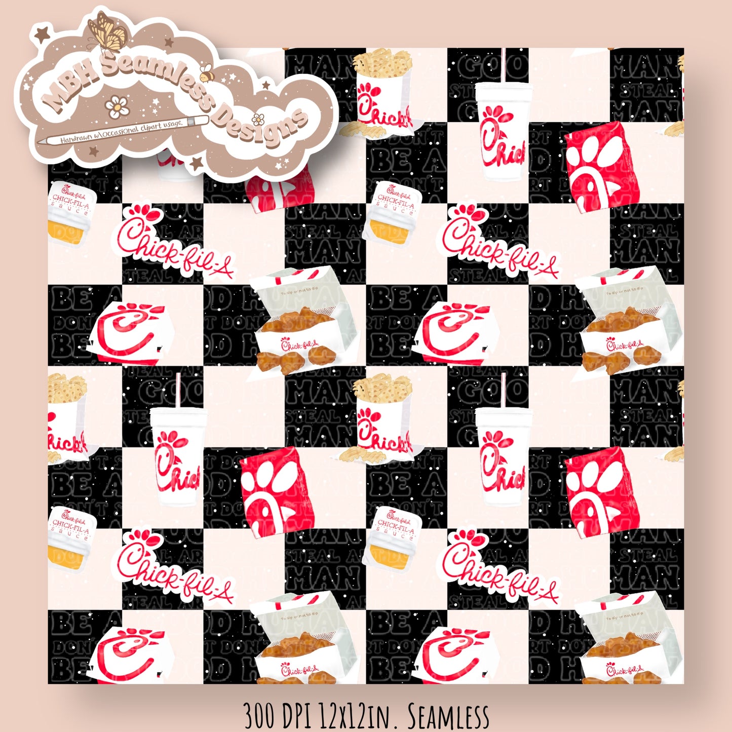 Chic Fil A Spex Seamless Pattern & PNG