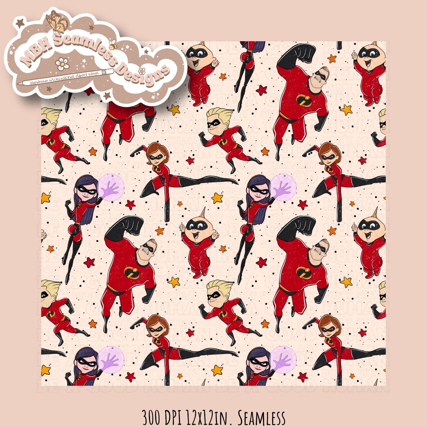 Starry Incredibles Seamless Pattern & PNG MULTIPLE COLORWAYS