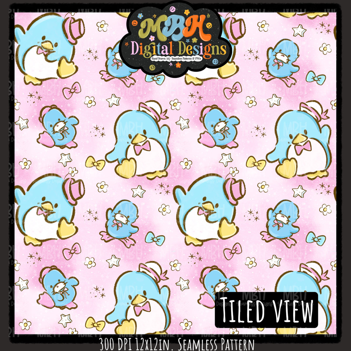 TuxedoSam Seamless Pattern // PNG // Assorted Colorways