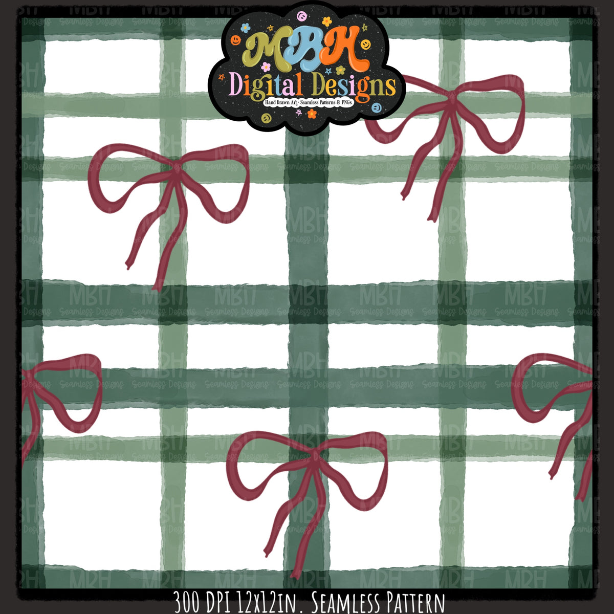 Xmas Trees and Snowmen PLAID COORDINATE Seamless Pattern