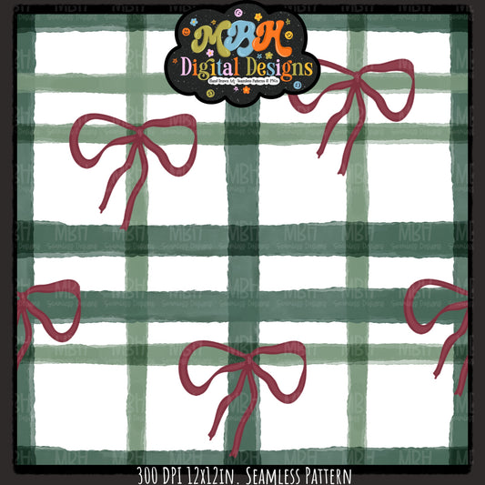 Xmas Trees and Snowmen PLAID COORDINATE Seamless Pattern