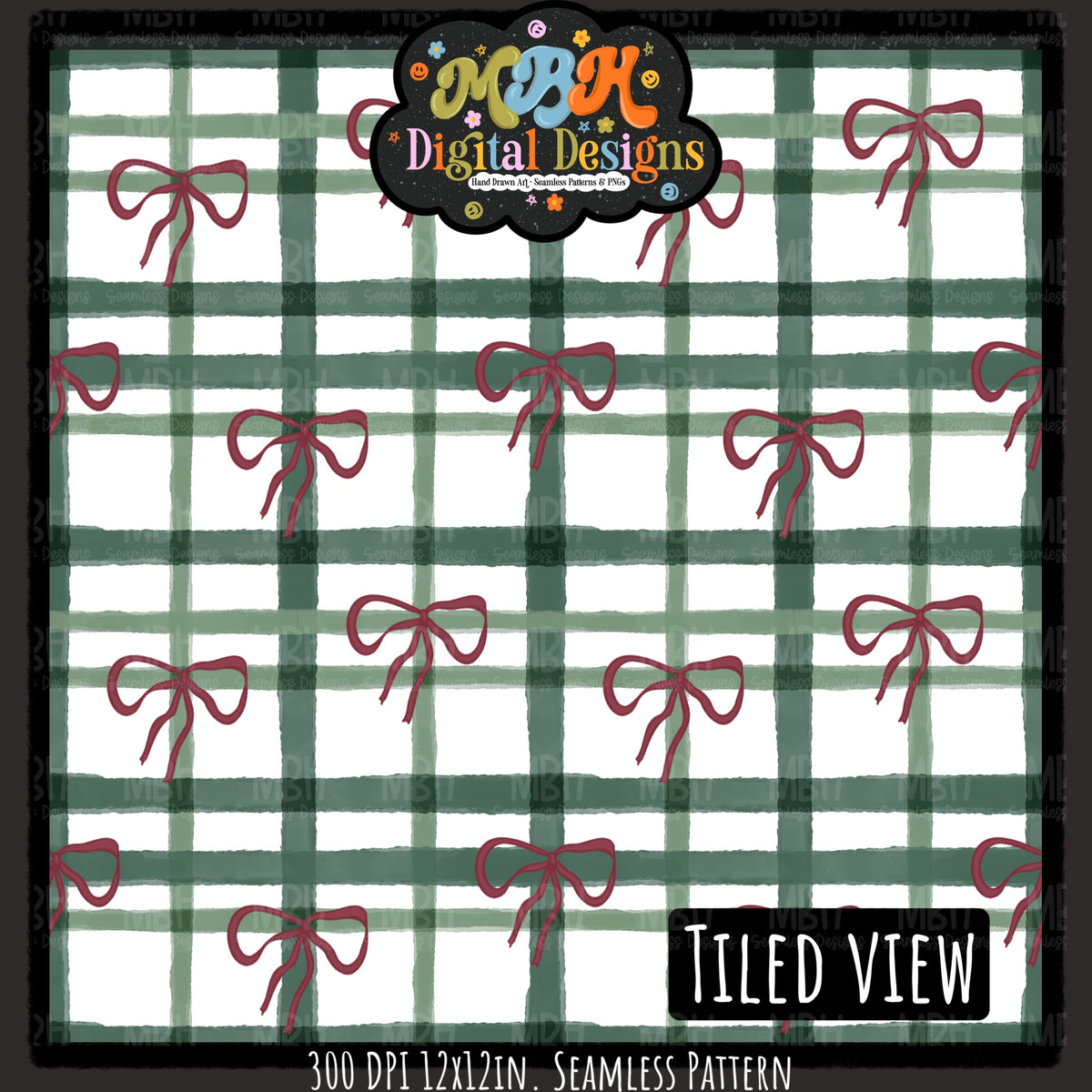 Xmas Trees and Snowmen PLAID COORDINATE Seamless Pattern