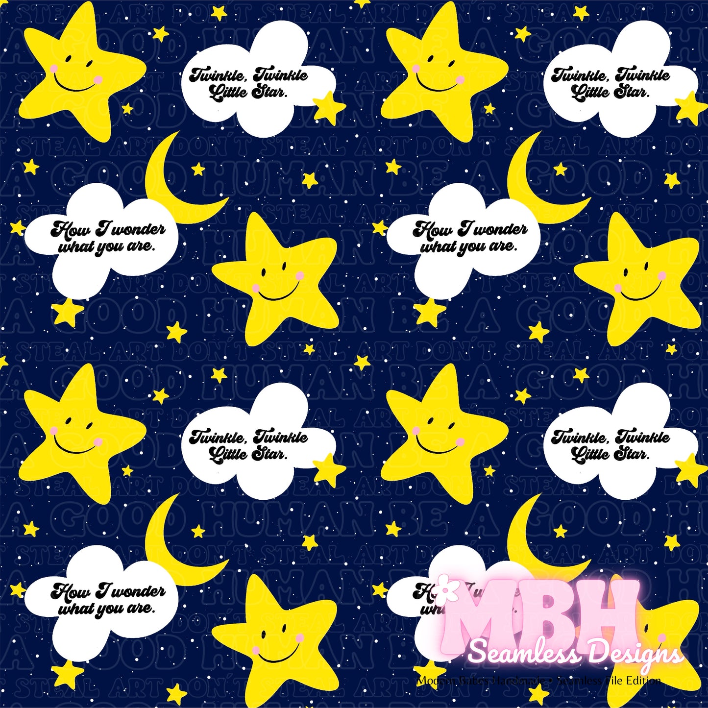 Plain Twinkle Twinkle Little Star Seamless Pattern