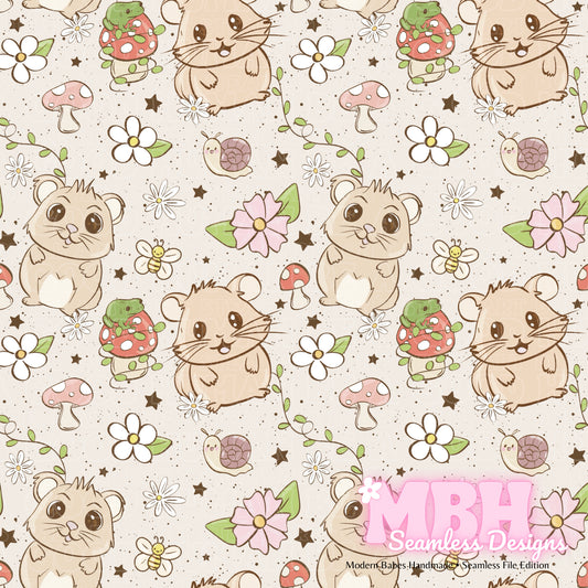 Cottagecore Critters Assorted Colorways Seamless Pattern